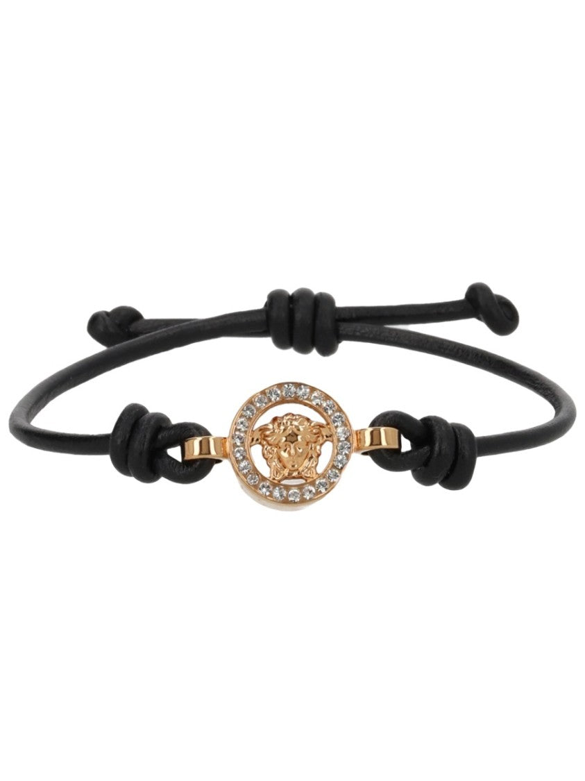 Versace Logo Lambskin Medusa Head Bracelet