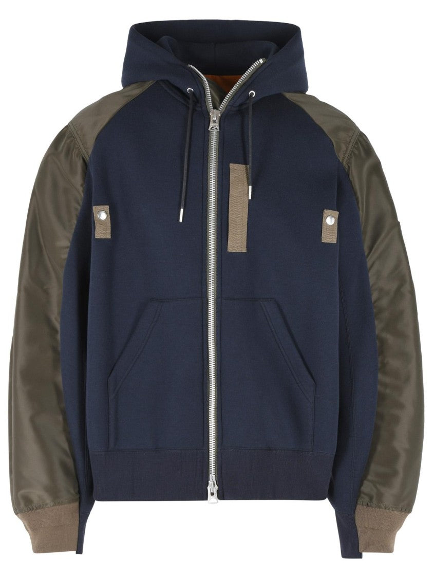 Sacai Navy Cotton And Khaki Blend Sweatshirt
