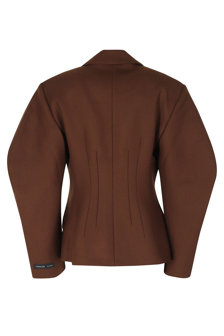 Herskind Java Brown Alex Fitted Virgin Wool-Blend Blazer