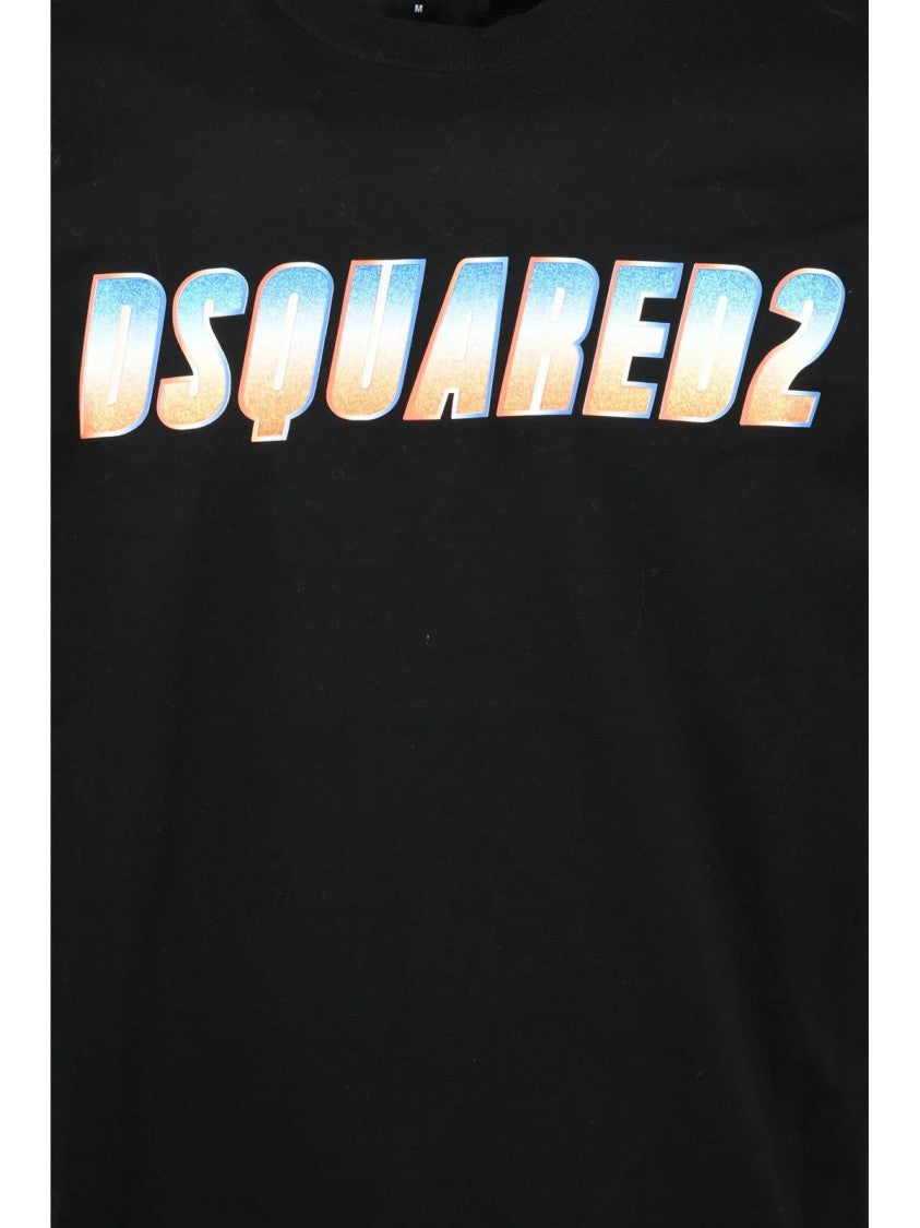 Dsquared2 Cotton T-Shirt With Bold Gradient Logo Print