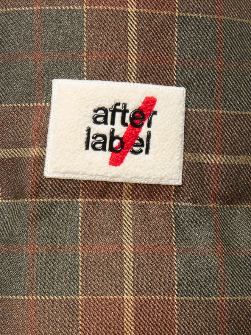 After Label Padded Checkered Beige Yoke Jacket