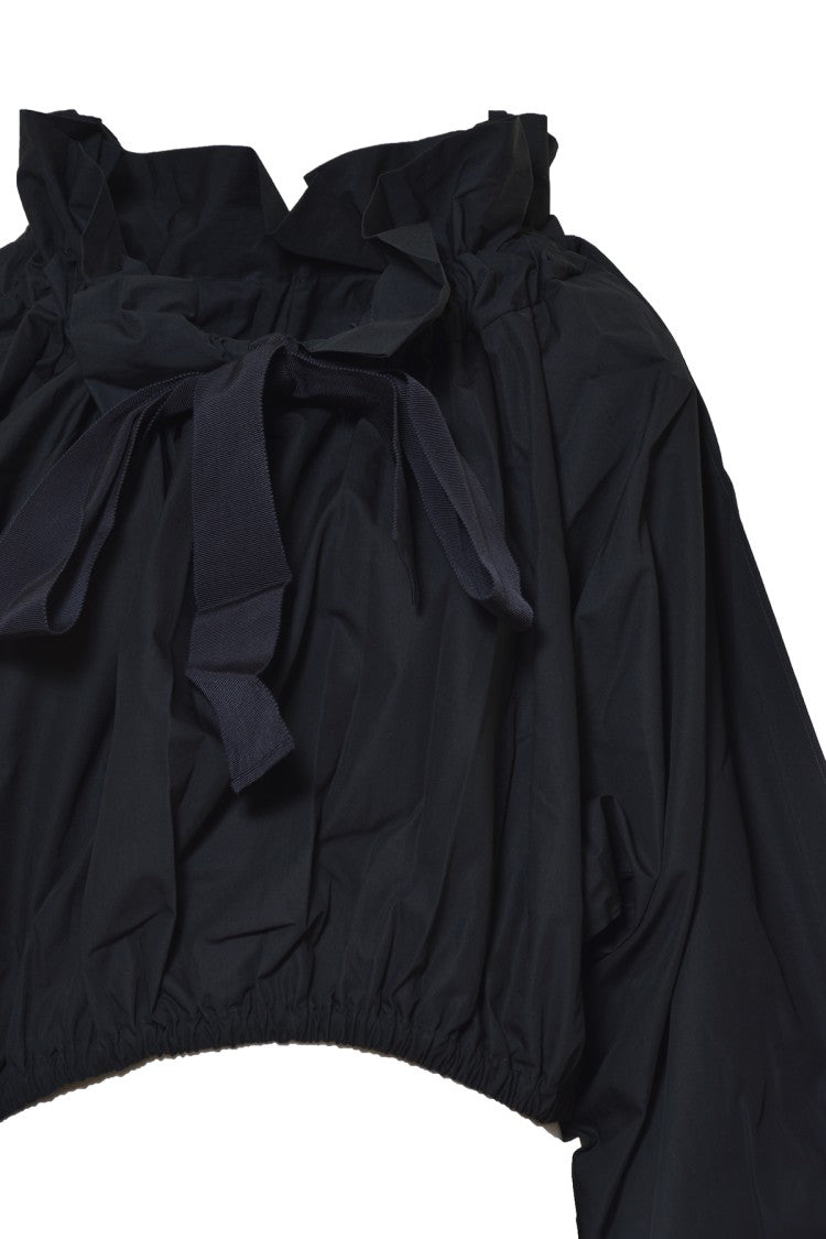 Patou Black Nylon Blouse With Balloon Sleeves