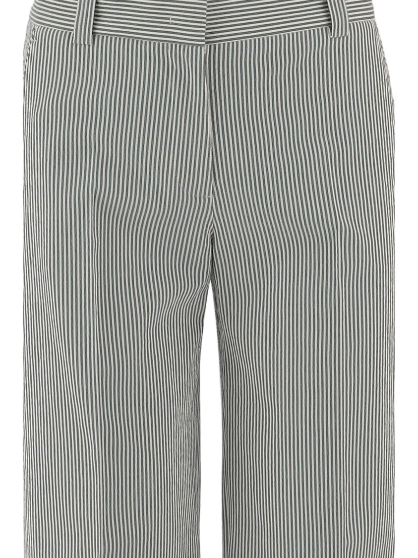 Ql2 Striped Stretch Cotton-Blend Pants