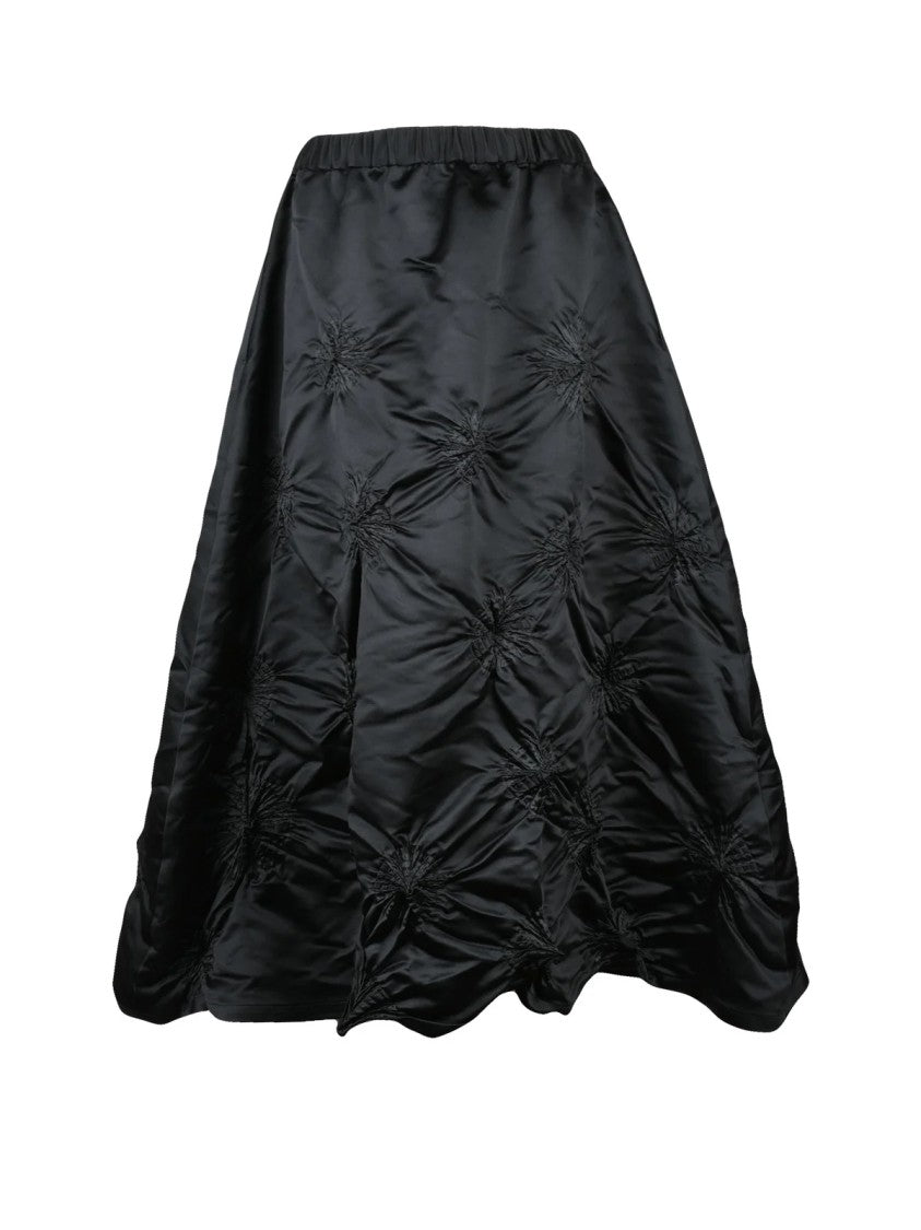 Bunzaburo Black Gathered Fluid Polyester Maxi Skirt