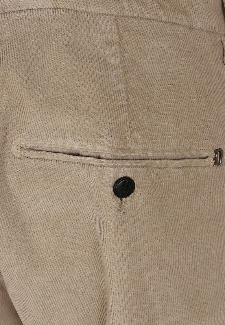 Dondup Low-Rise Slim Fit Cuffed Trousers In Fine Corduroy