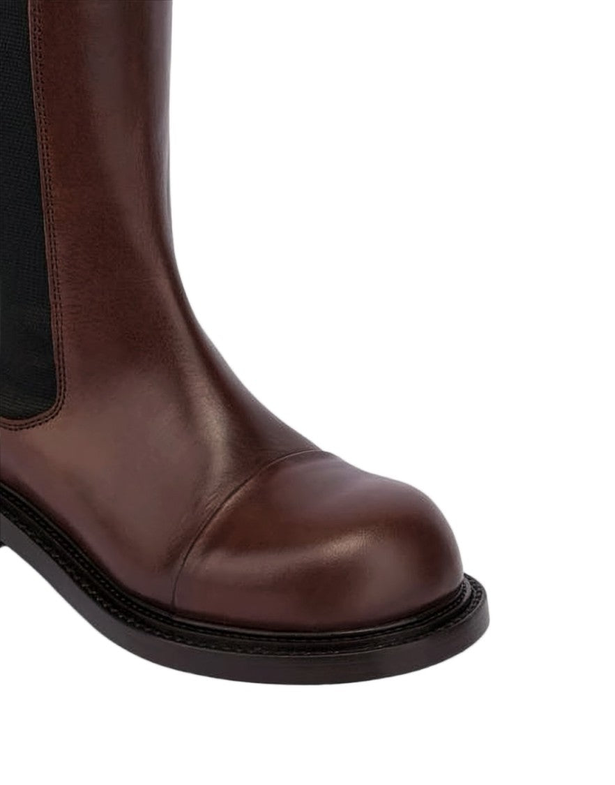 Moschino Calf Leather Boots With Elastic Side Panels