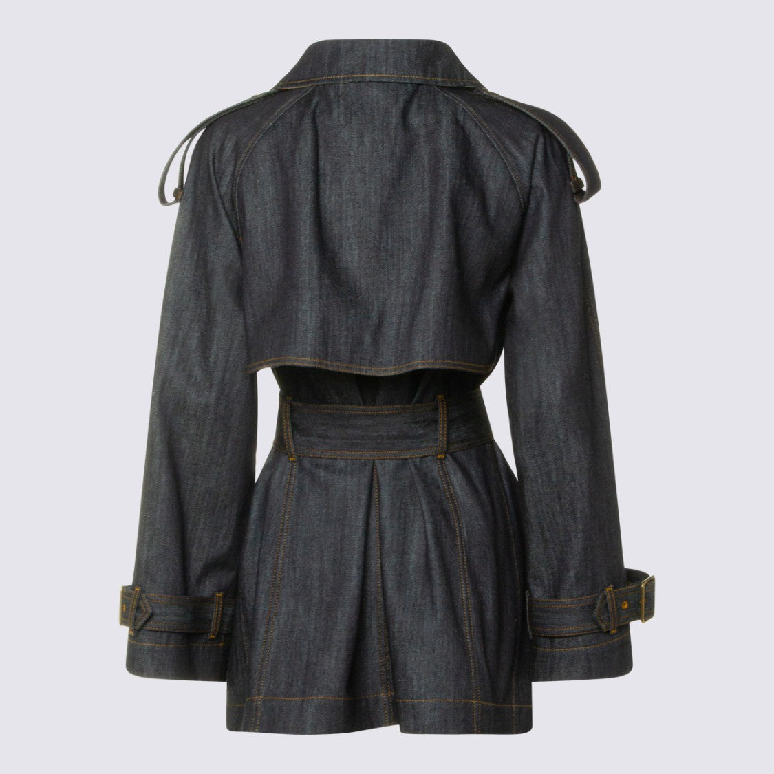 Burberry Cropped Blue Denim Jacket With Double-Breasted Front
