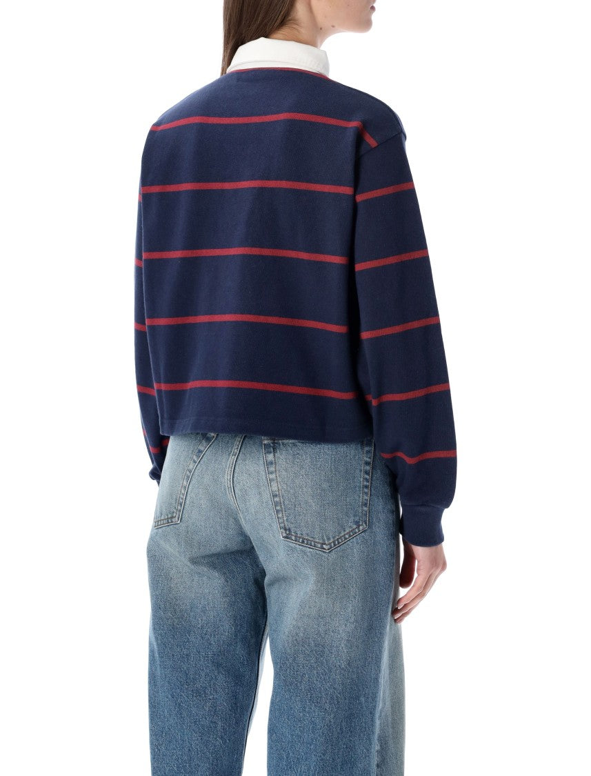 Sporty And Rich Boxy-Fit Navy And Merlot Rugby Polo