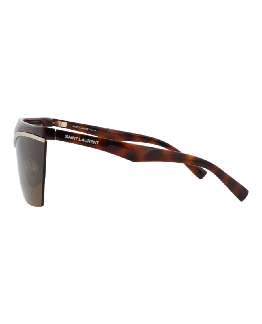 Saint Laurent Shield-Frame Injection Sunglasses With Tortoiseshell Temples