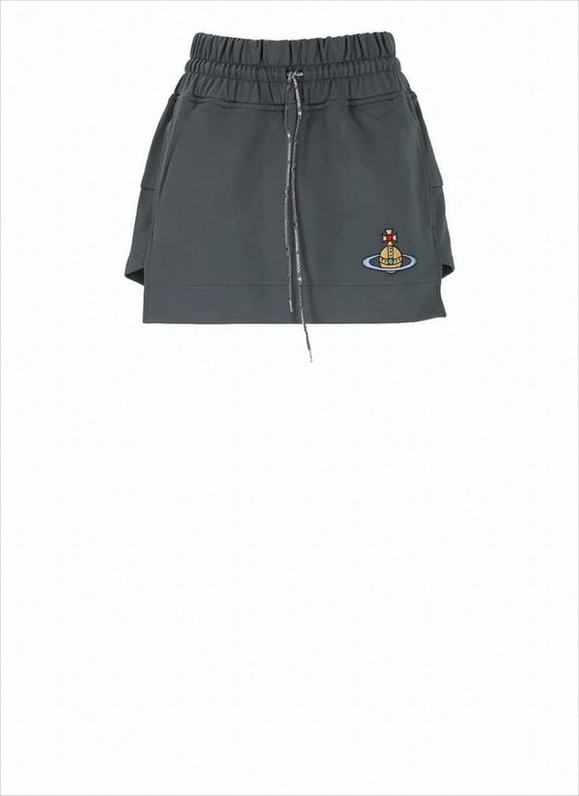 Vivienne Westwood Mini Skirt With Adjustable Drawstring And Embroidered Emblem