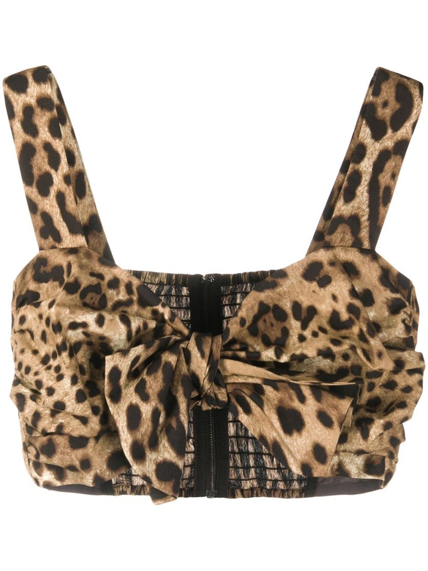Dolce & Gabbana Cropped Top With Bold Leopard Print