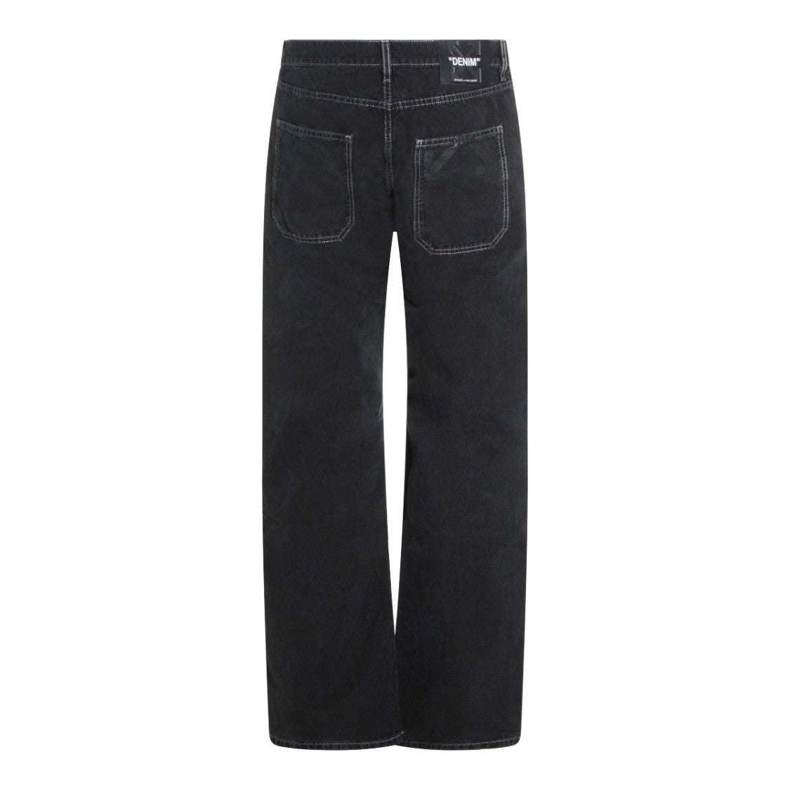 Off-White Straight-Leg Black Cotton Trousers With Distinctive Logo Patch