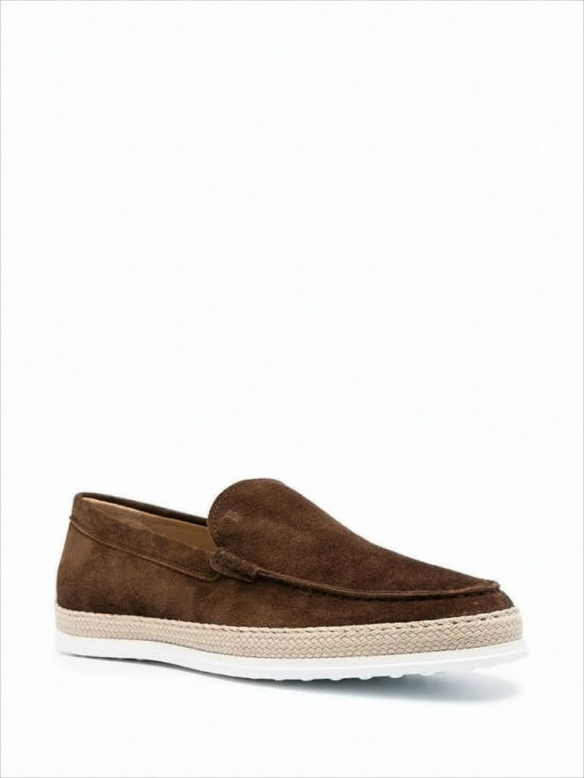 Tod's Moccasin-Style Brown Suede Loafers With Textured Grip