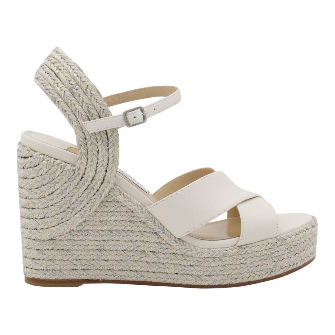 Jimmy Choo White Wedge Sandals With Braided Rope Detail