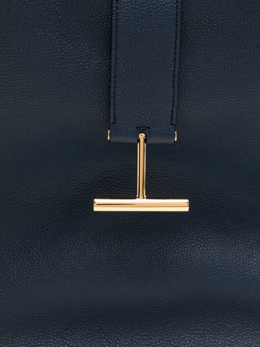 Tom Ford Navy Blue Hammered Calfskin Tara Shoulder Bag