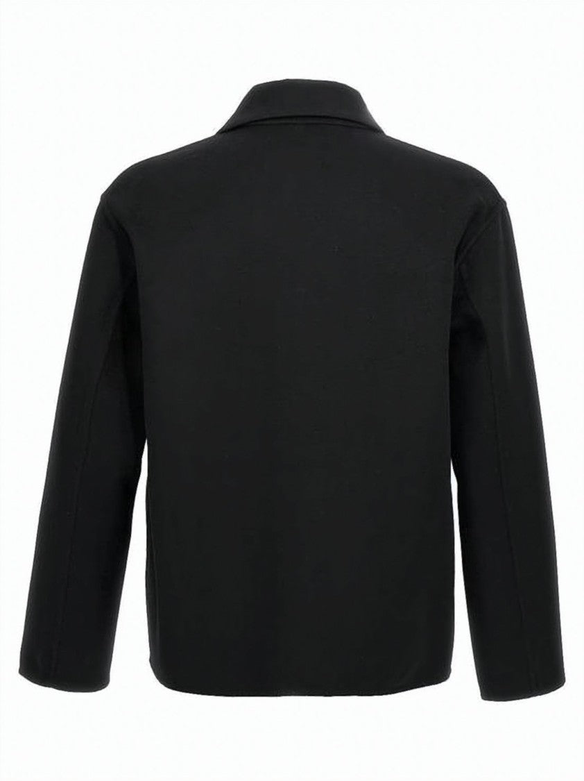 Loewe Textured Wool-Cashmere Jacket With Classic Collar And Leather Detail