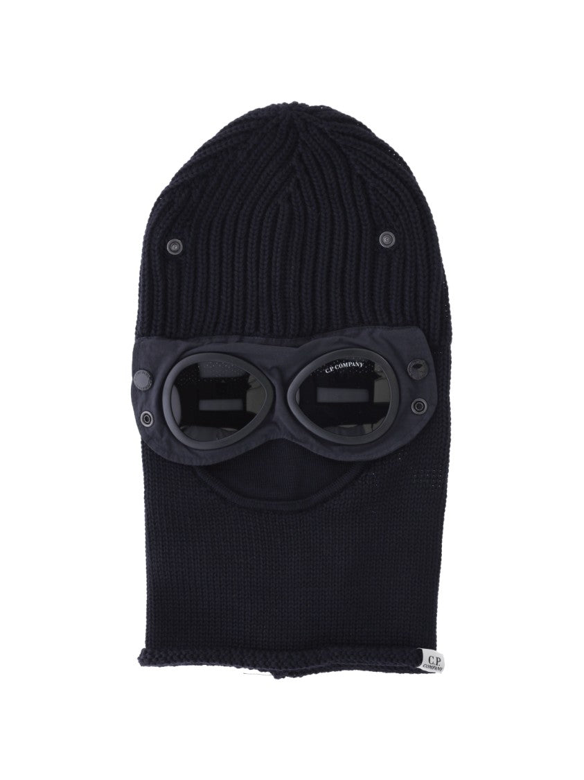 C.P. Company Navy Blue Goggle Knit Wool Balaclava