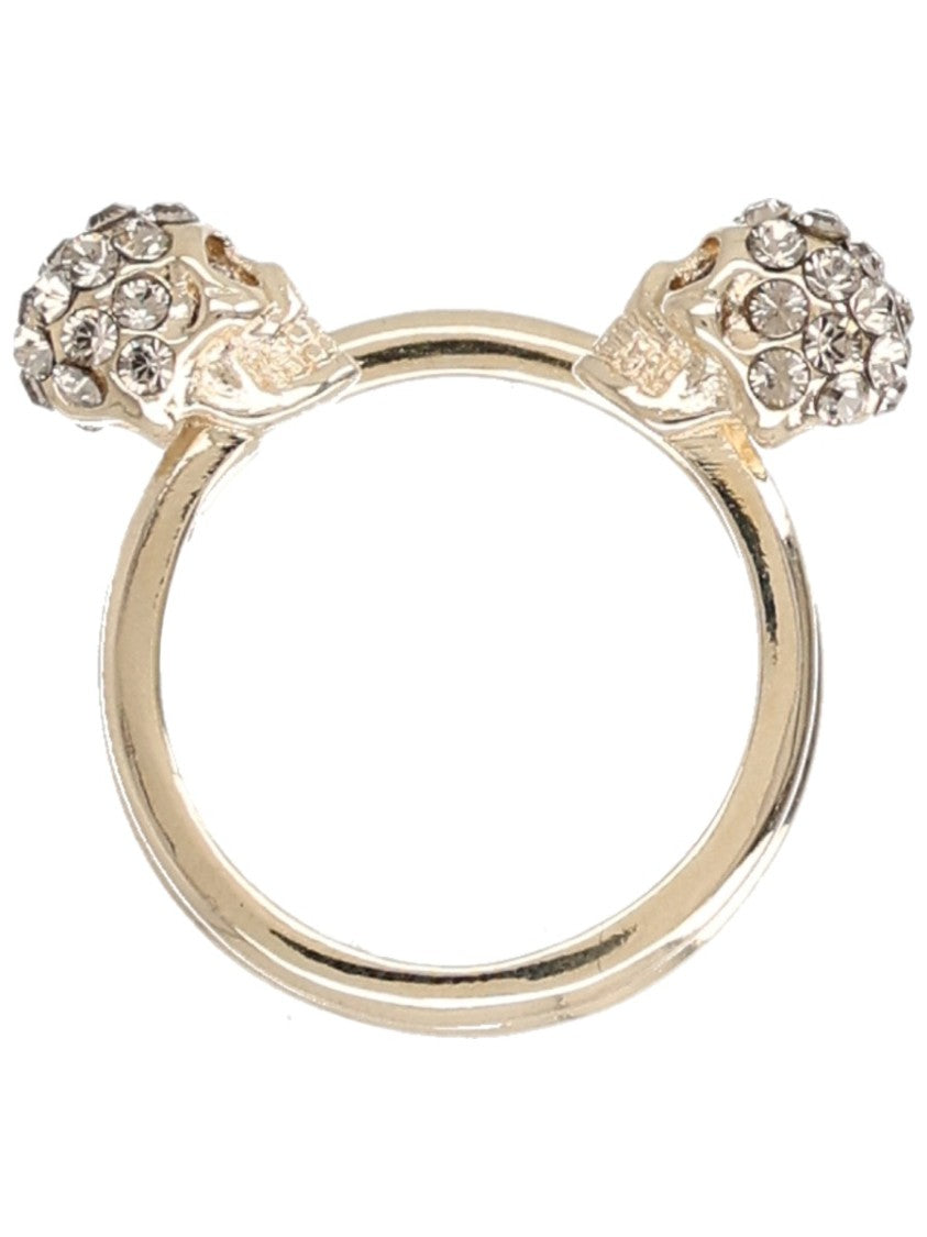 Alexander Mcqueen Skull Double-Band Brass Ring