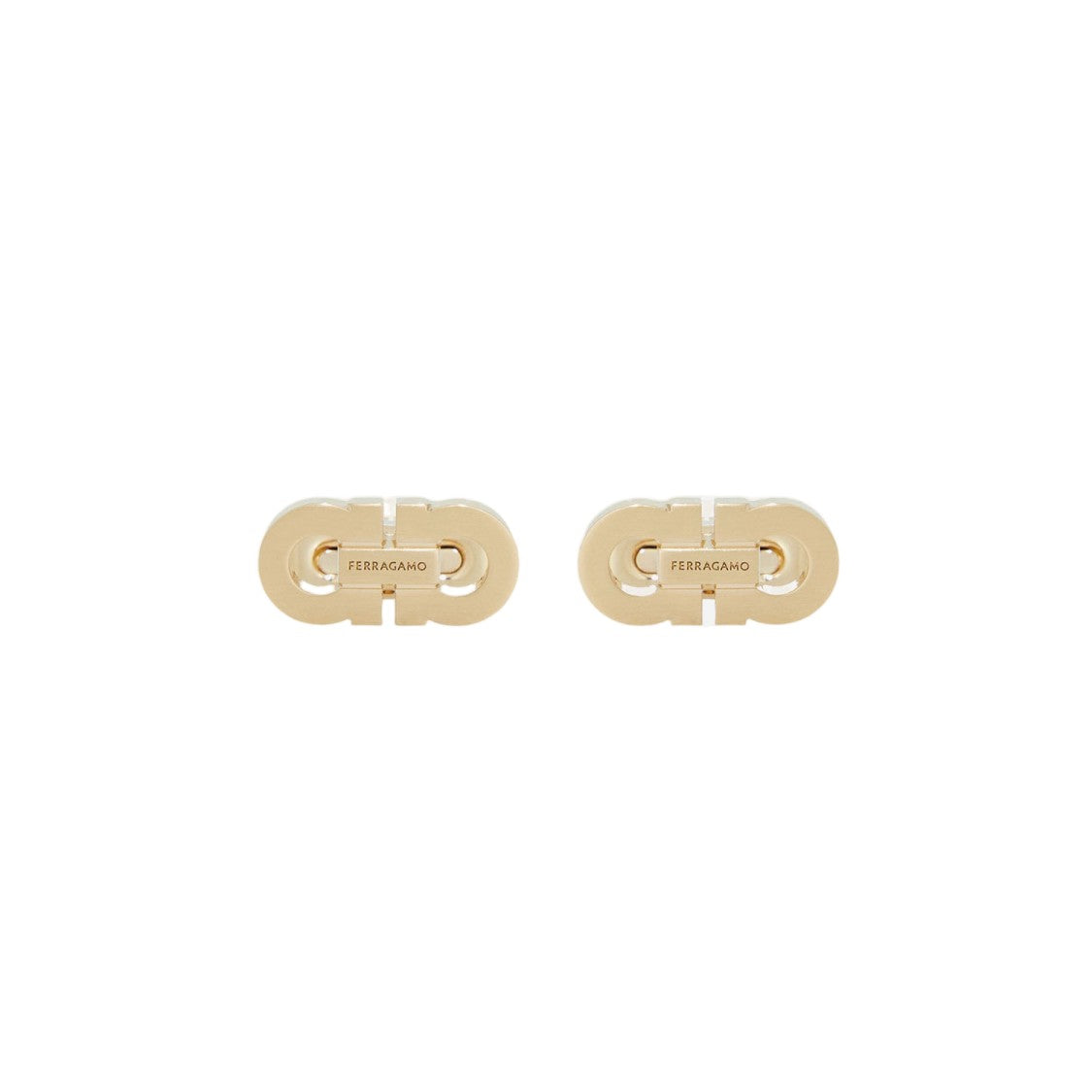 Salvatore Ferragamo Gold Polished Double-Gancini Cufflinks