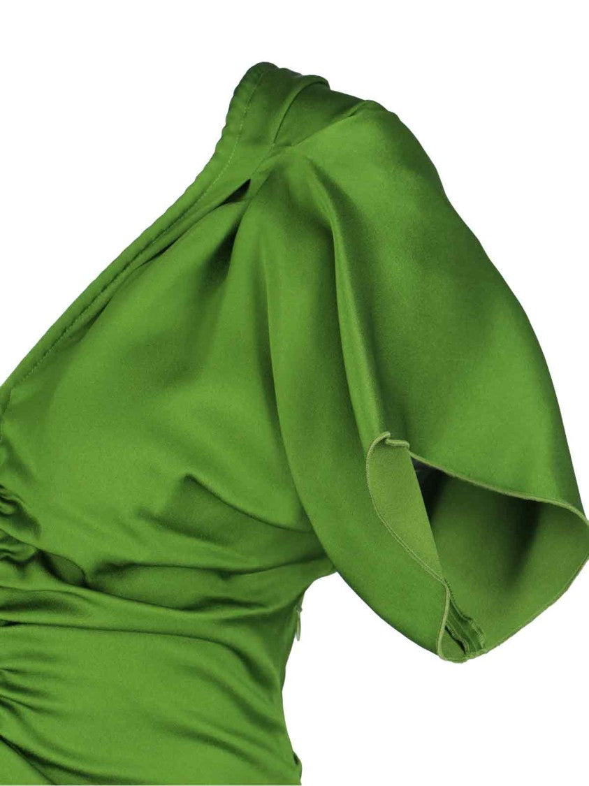 Victoria Beckham Asymmetrical Green Dress With V-Neckline