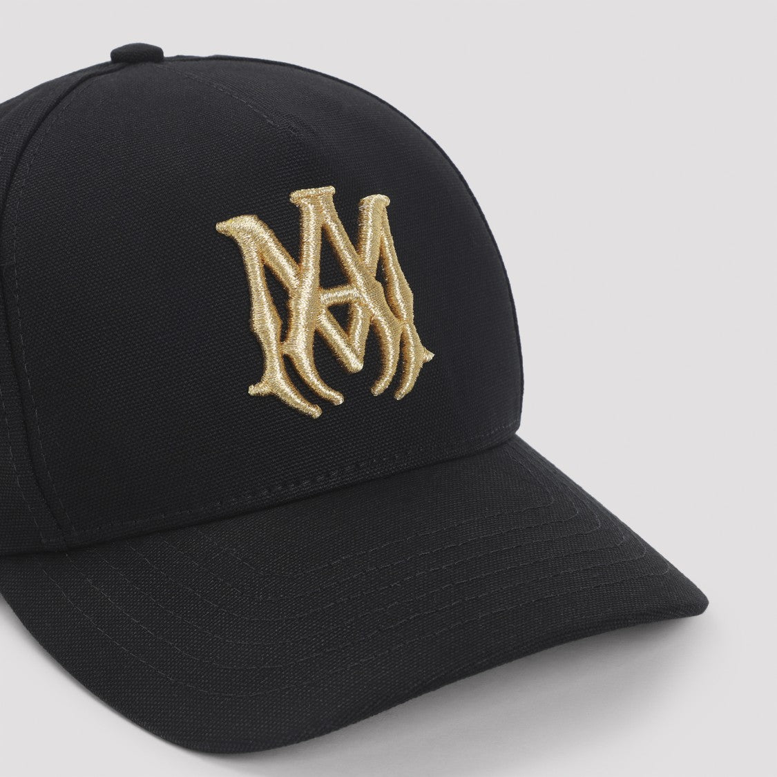 Amiri Black Cotton Baseball Cap With Gold Embroidery