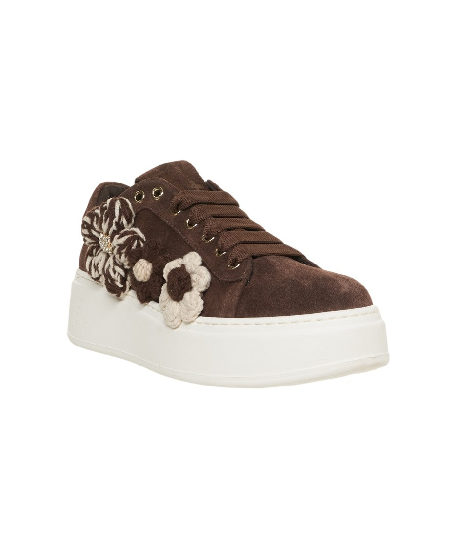 Gio+ Suede Sneakers With Decorative Floral Appliqués