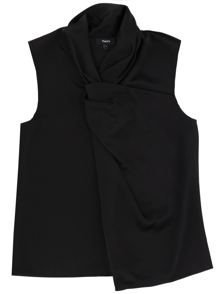 Theory Neutrals Draped Front High Neck Top
