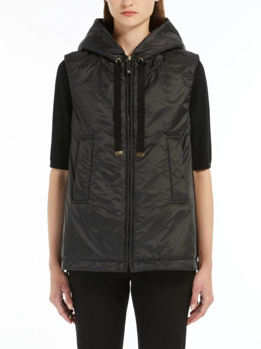 Max Mara Black Greengo Sleeveless Hooded Vest