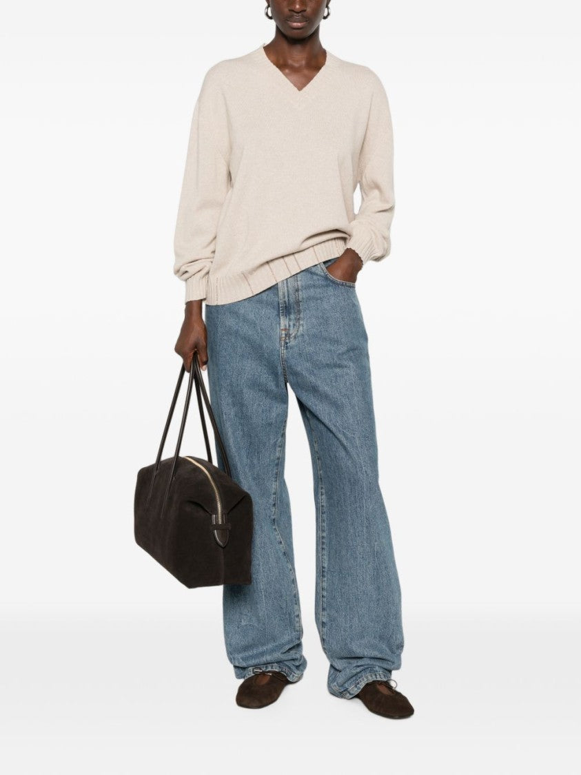 Fabiana Filippi Fine Knit V-Neck Ribbed Sweater