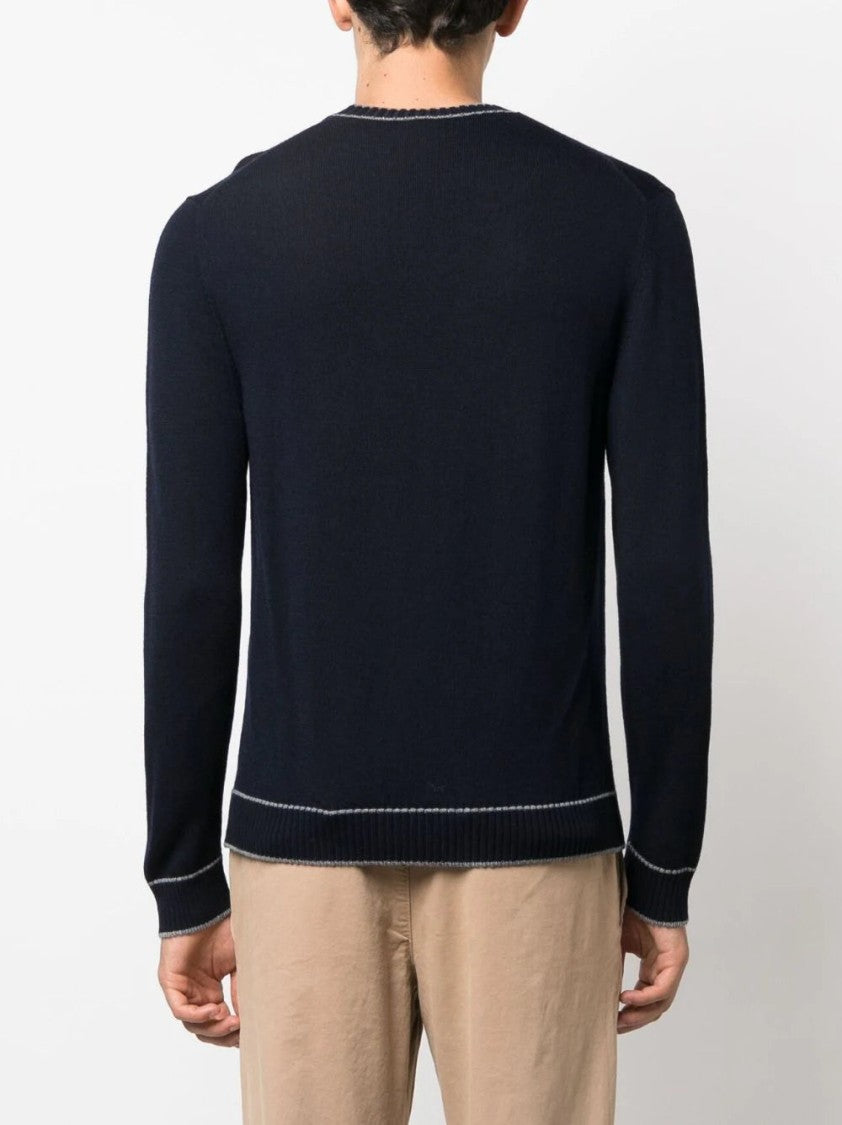 Eleventy Stripe-Detail Wool Sweatshirt