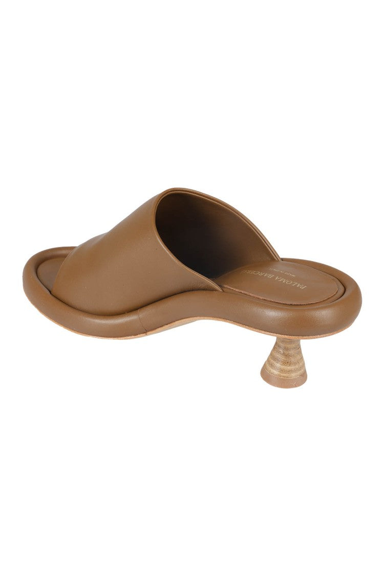 Paloma Barceló Cognac Leather Open-Toe Mules