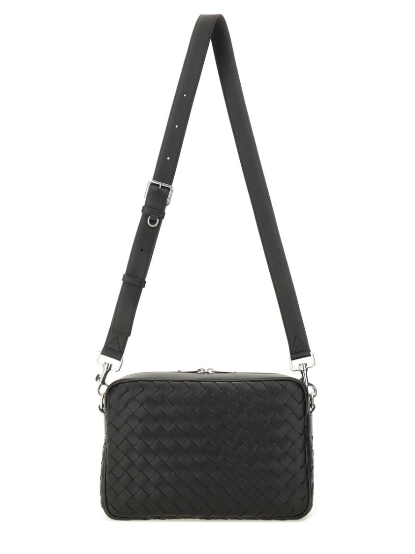 Bottega Veneta Intracciated Rectangular Crossbody Bag With Woven Calfskin Design