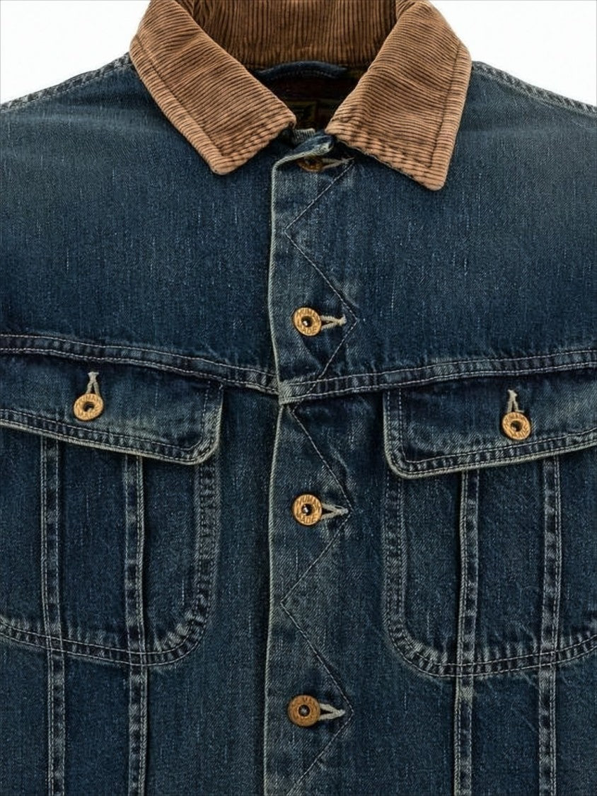 Humanmade Medium-Dark Wash Denim Jacket With Corduroy Collar