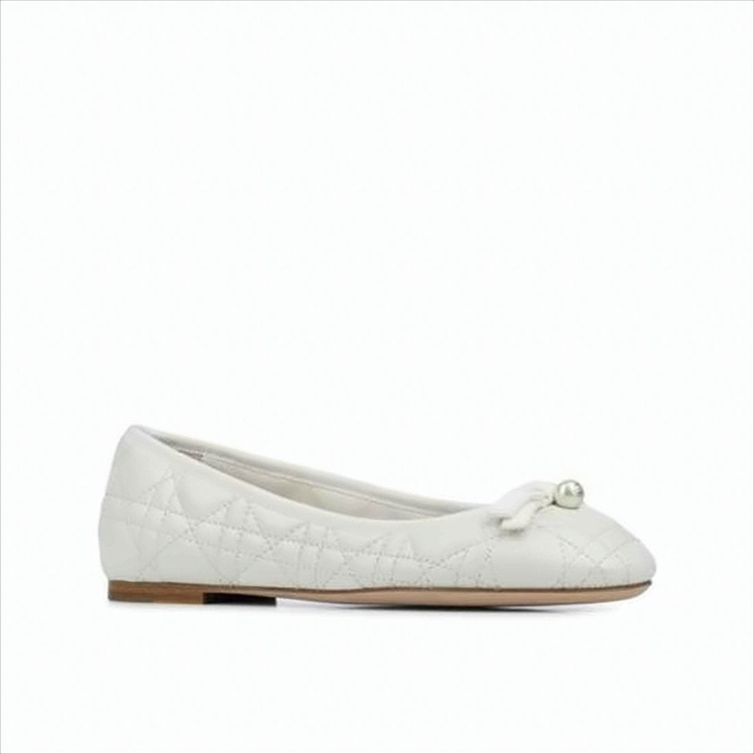 Christian Dior Quilted Leather Flat Shoes With Pearl Accent