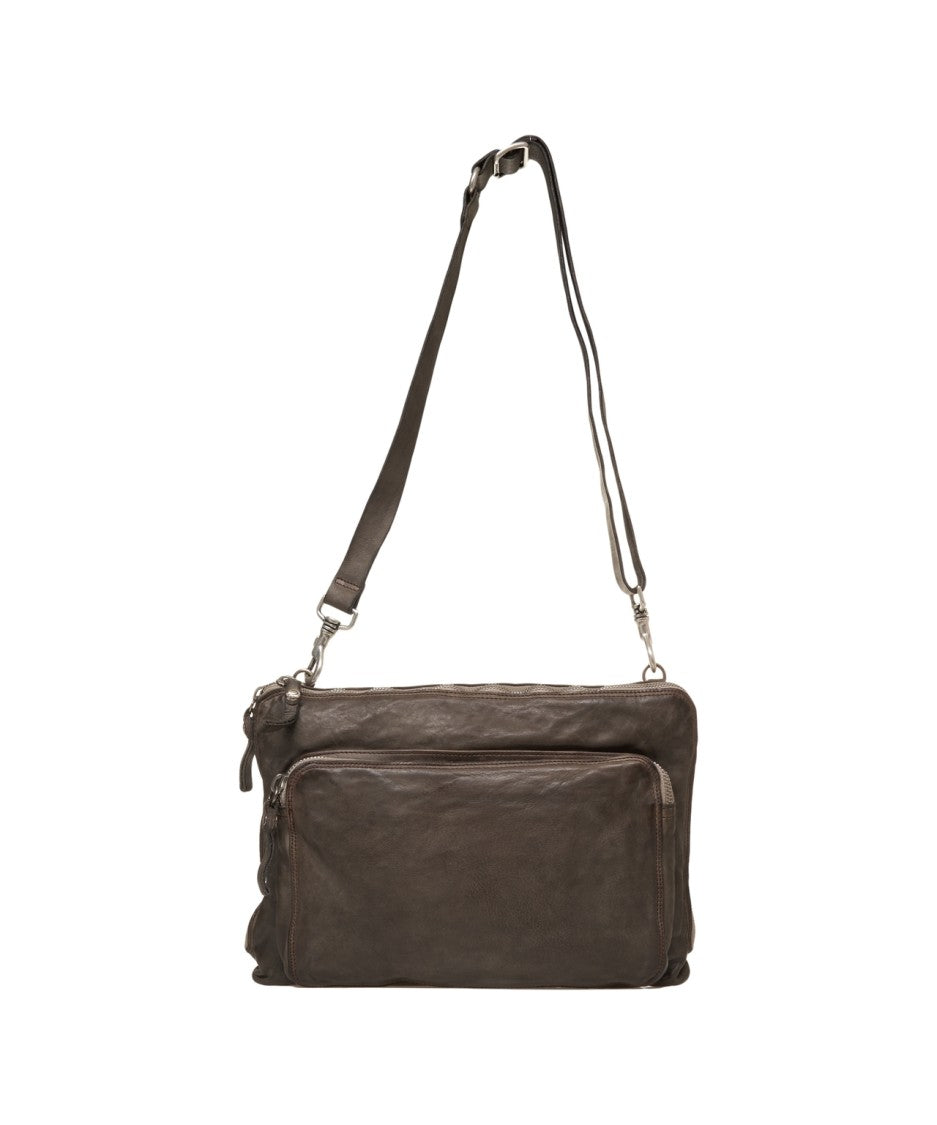Campomaggi Rectangular Brown Leather Crossbody Bag With Adjustable Strap And Embossed Logo