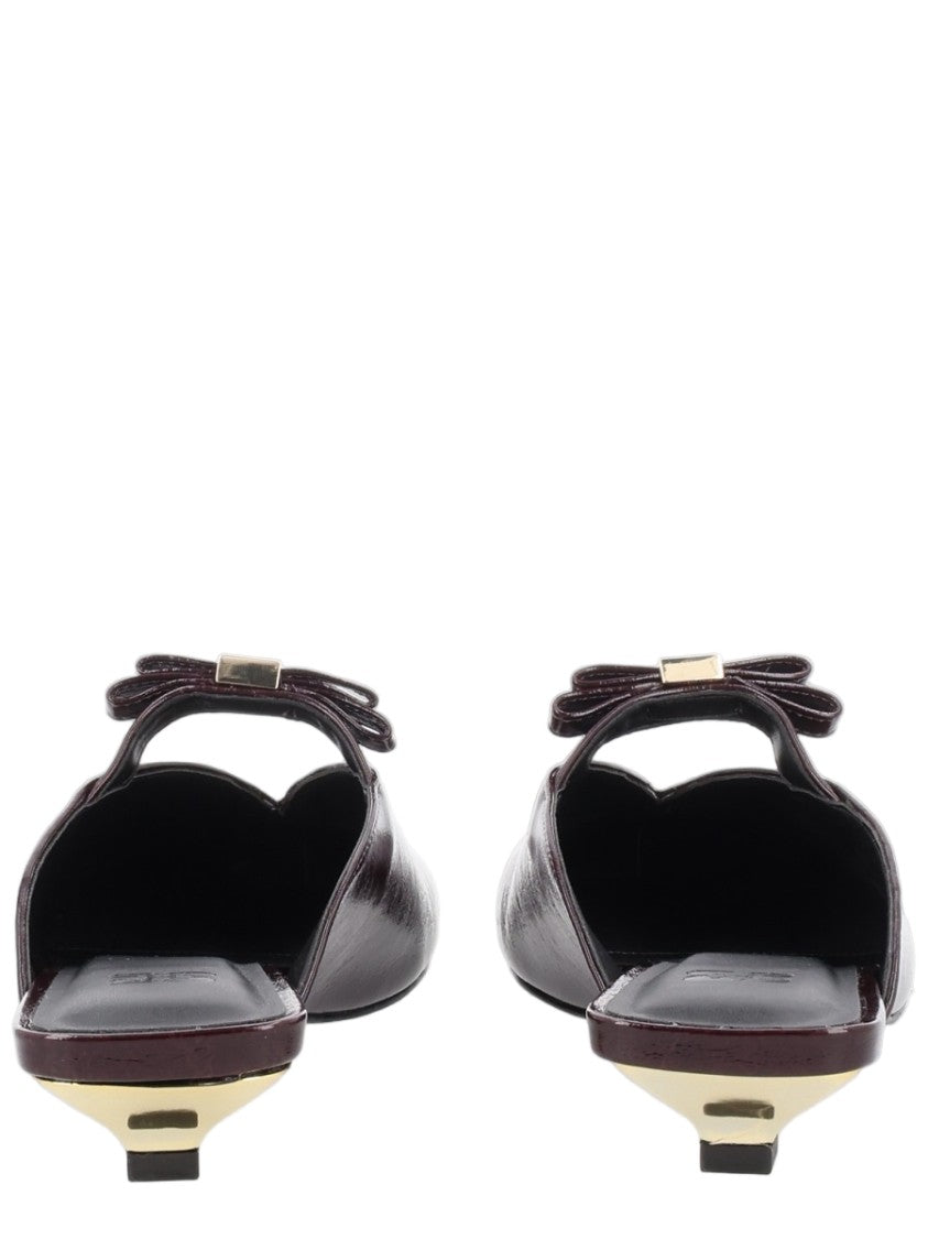 Ganni Sue Glossy Burgundy Bow Mules