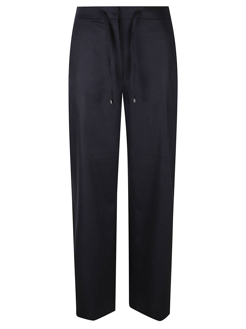 Max Mara Black Straight-Leg Pants With Drawstring Waist And Polished Finish