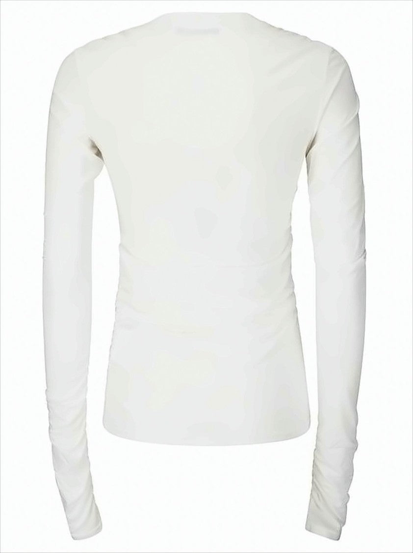 Our Legacy Fitted White Long-Sleeve Top With Subtle Ruching