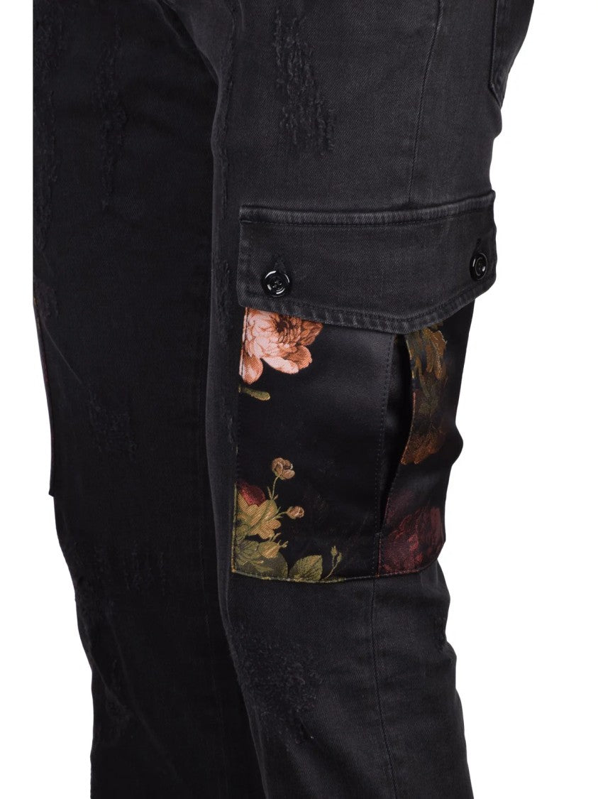 Dolce & Gabbana Black Patchwork Skinny Stretch Cotton Jeans