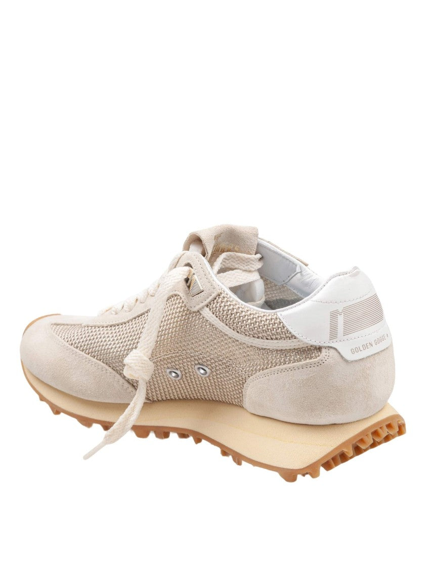 Golden Goose Mesh And Suede Running Sneakers In Beige And Black