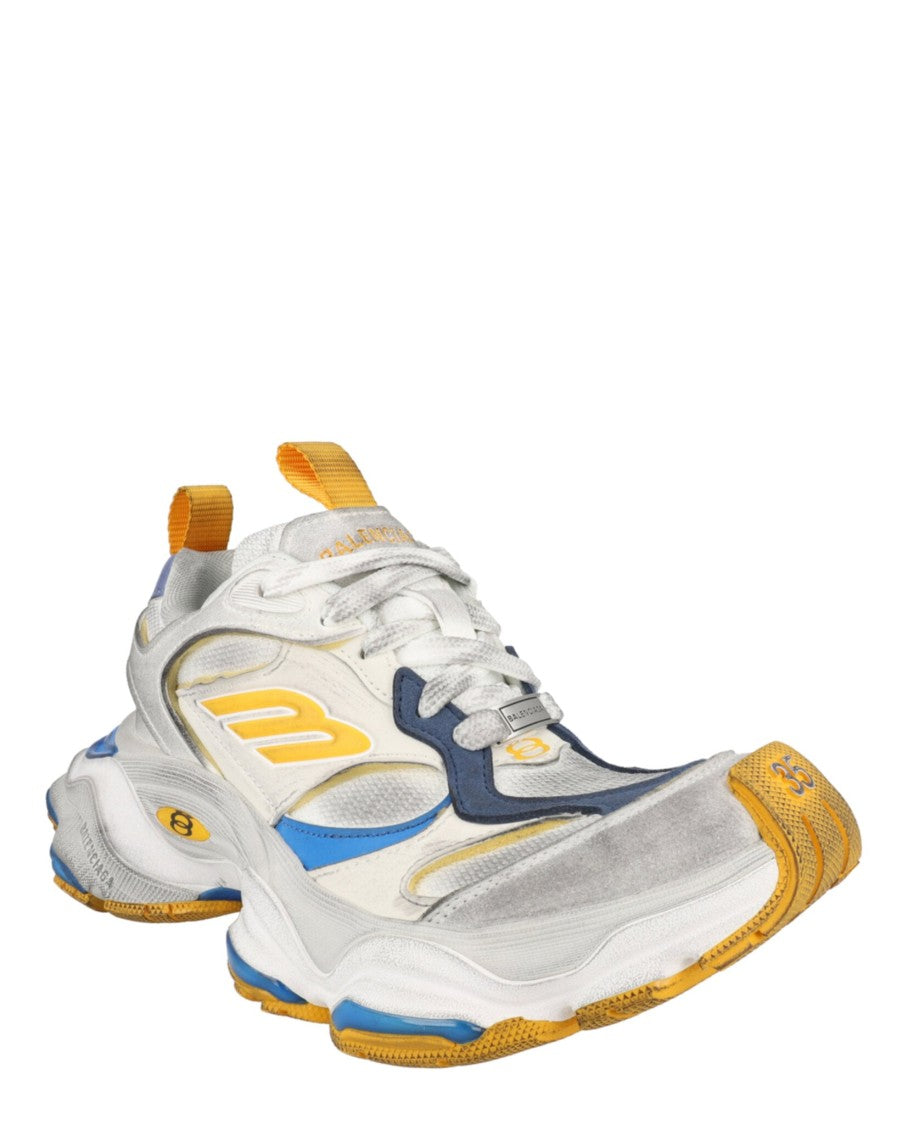 Balenciaga Distressed Low-Top Sneakers With Reflective Accents And Chunky Sole