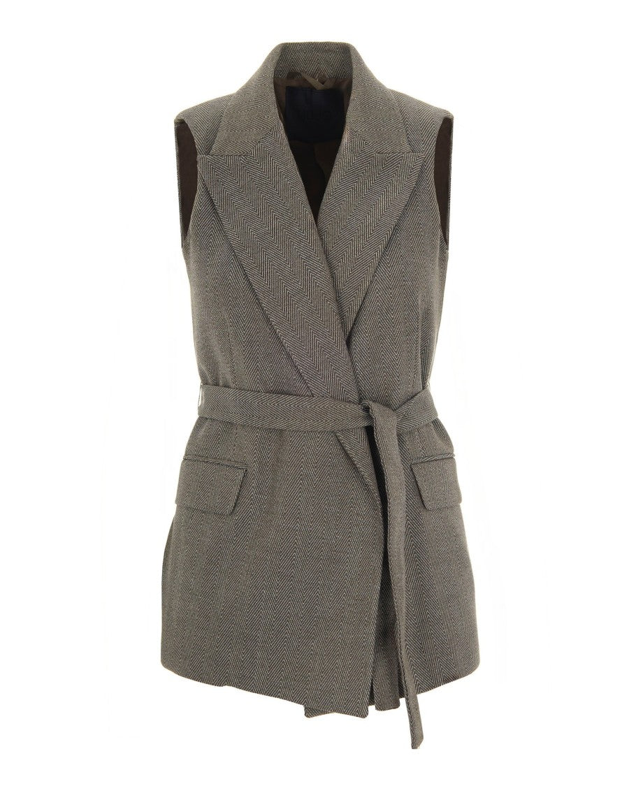 Liu Jo Chevron Vest With Belt – Grey