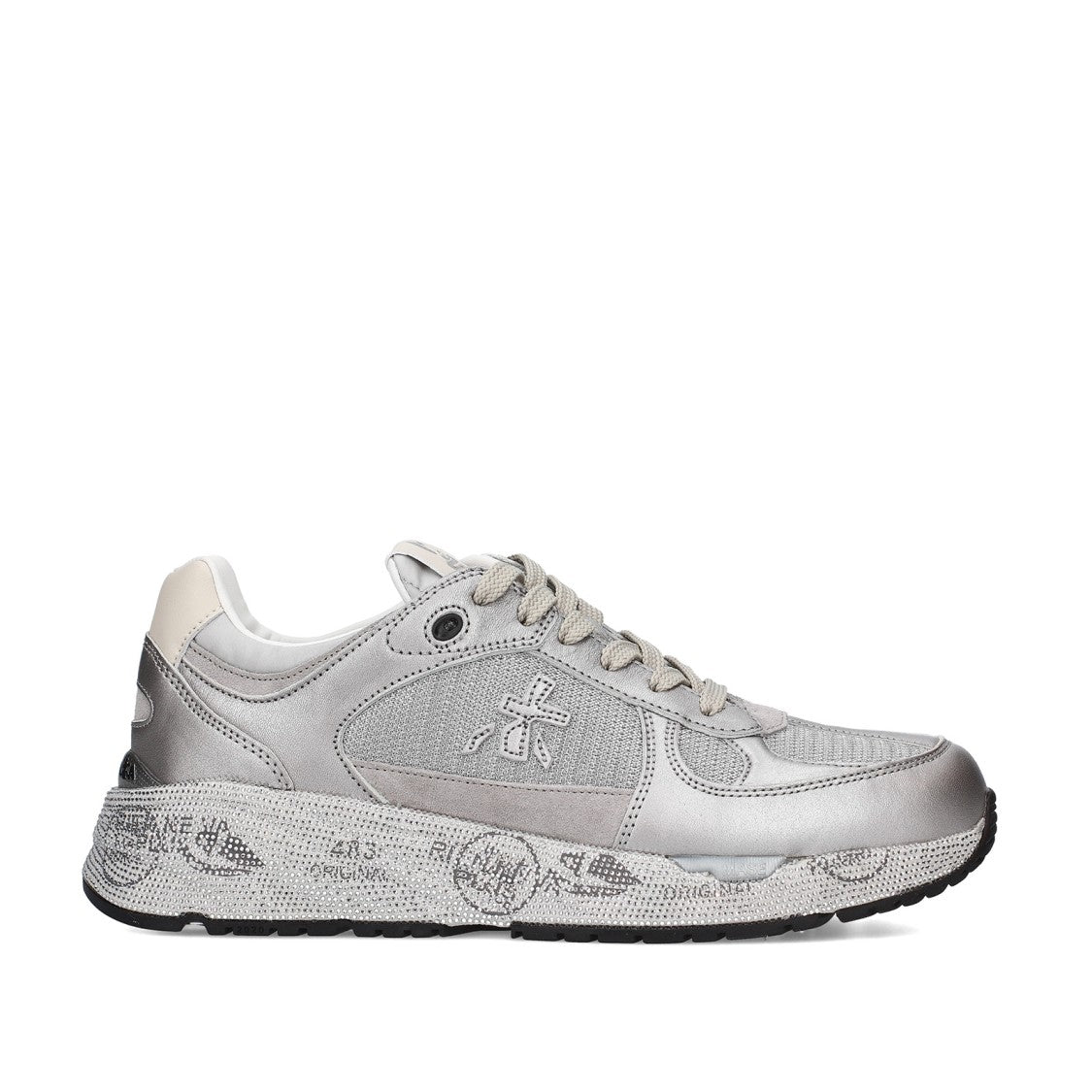 Premiata Sneakers Mased In Suede And Leather Silver