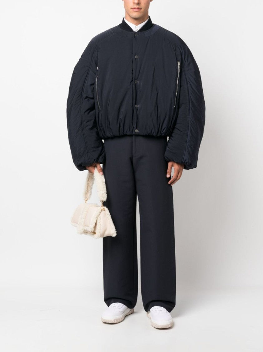 Jacquemus Padded Navy Blue Croissant Bomber Jacket