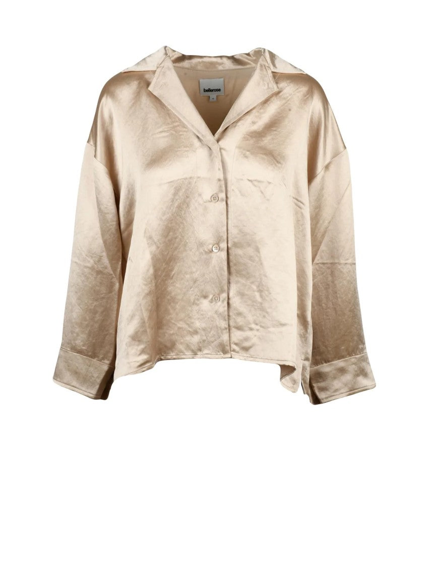 Bellerose Beige Acetate Asymmetrical Satin Shirt