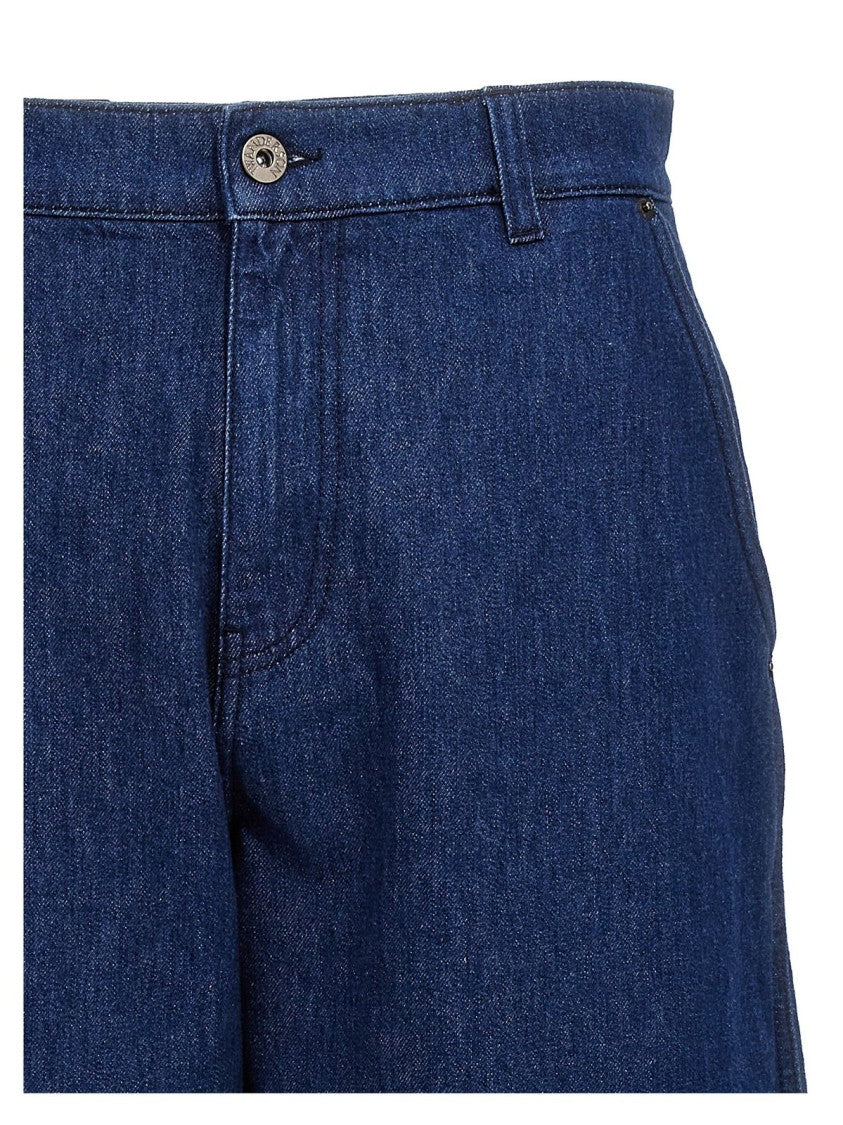 J. W. Anderson Relaxed-Fit Wide-Leg Denim Pants With Cuffed Hem And Patterned Interior