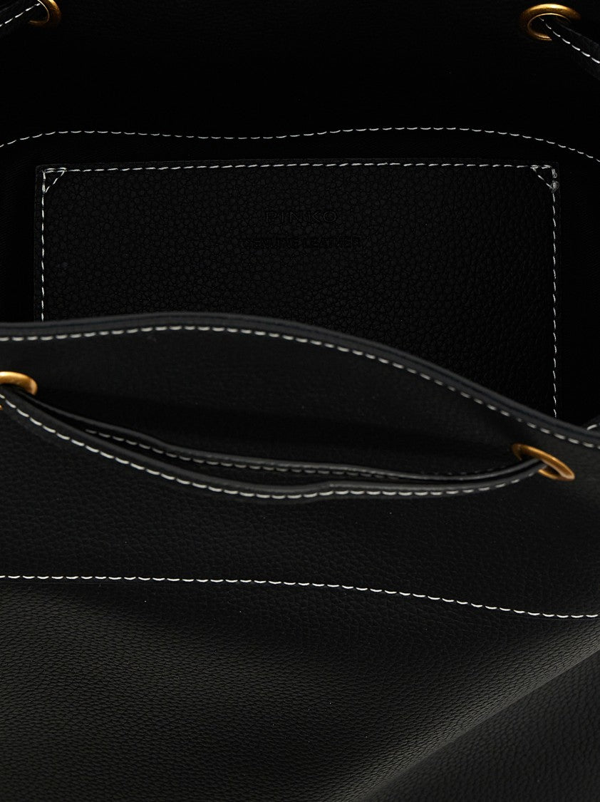 Pinko Hammered Leather Bucket Bag