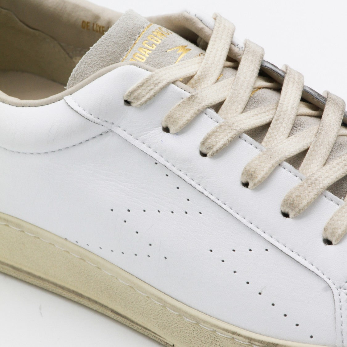 Moaconcept Minimalist White Leather Sneakers With Suede Accents