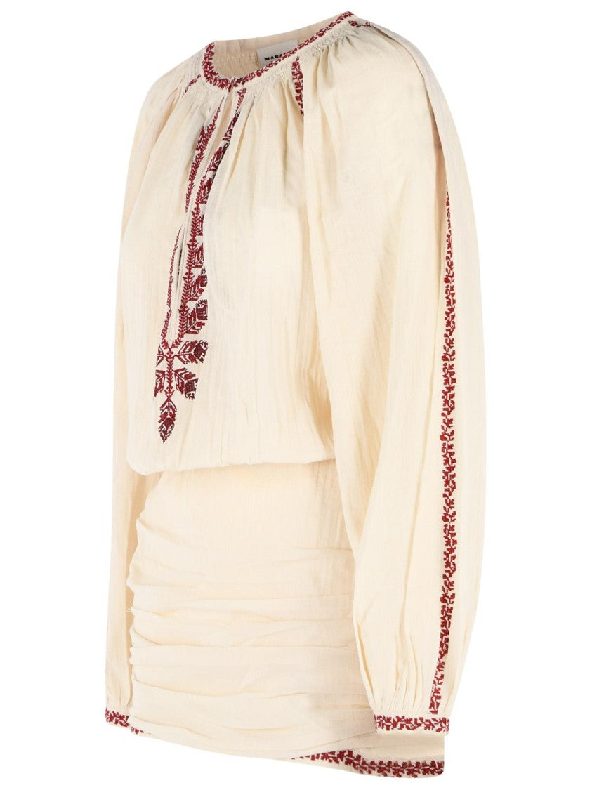 Isabel Marant Étoile 'Ludy' Short Dress In Beige And Red Cotton