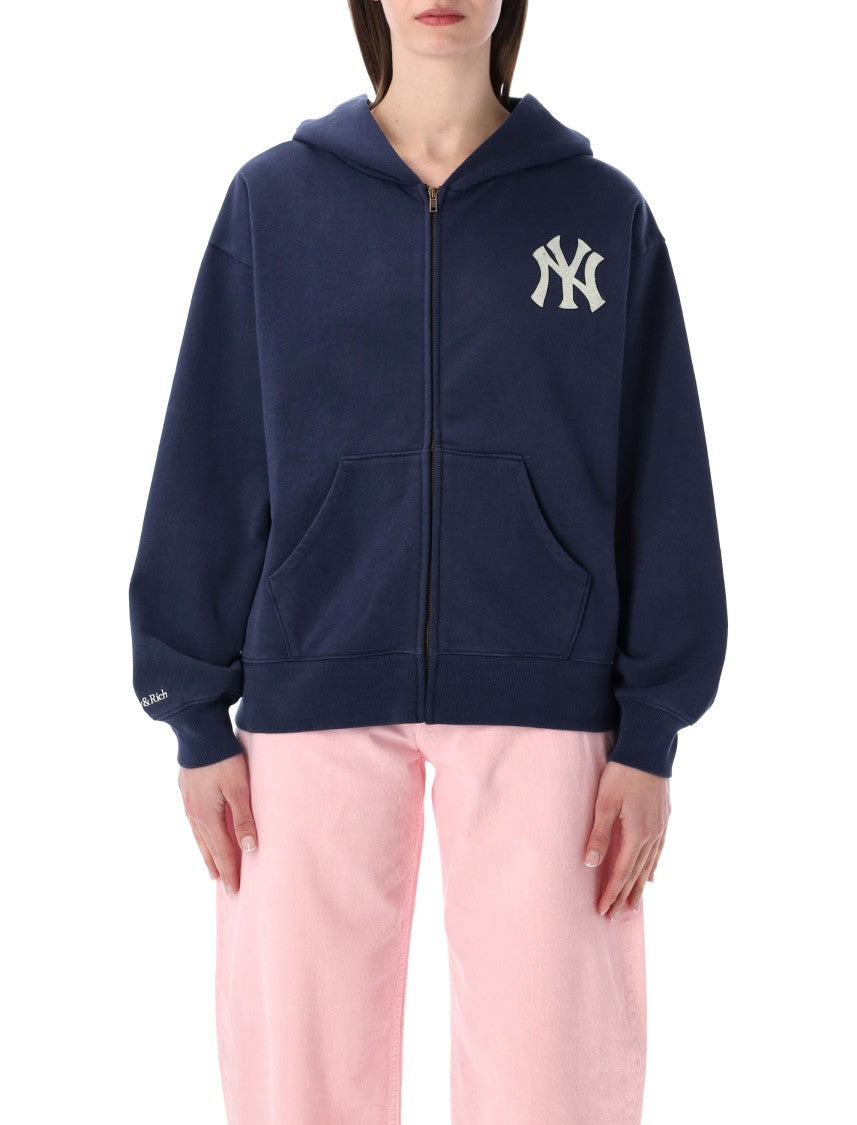 Sporty And Rich Heritage Yankee Zip-Through Knit Hoodie
